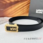 Luxury Replica Mont Blanc Men Belt with Gold Glidelock buckle